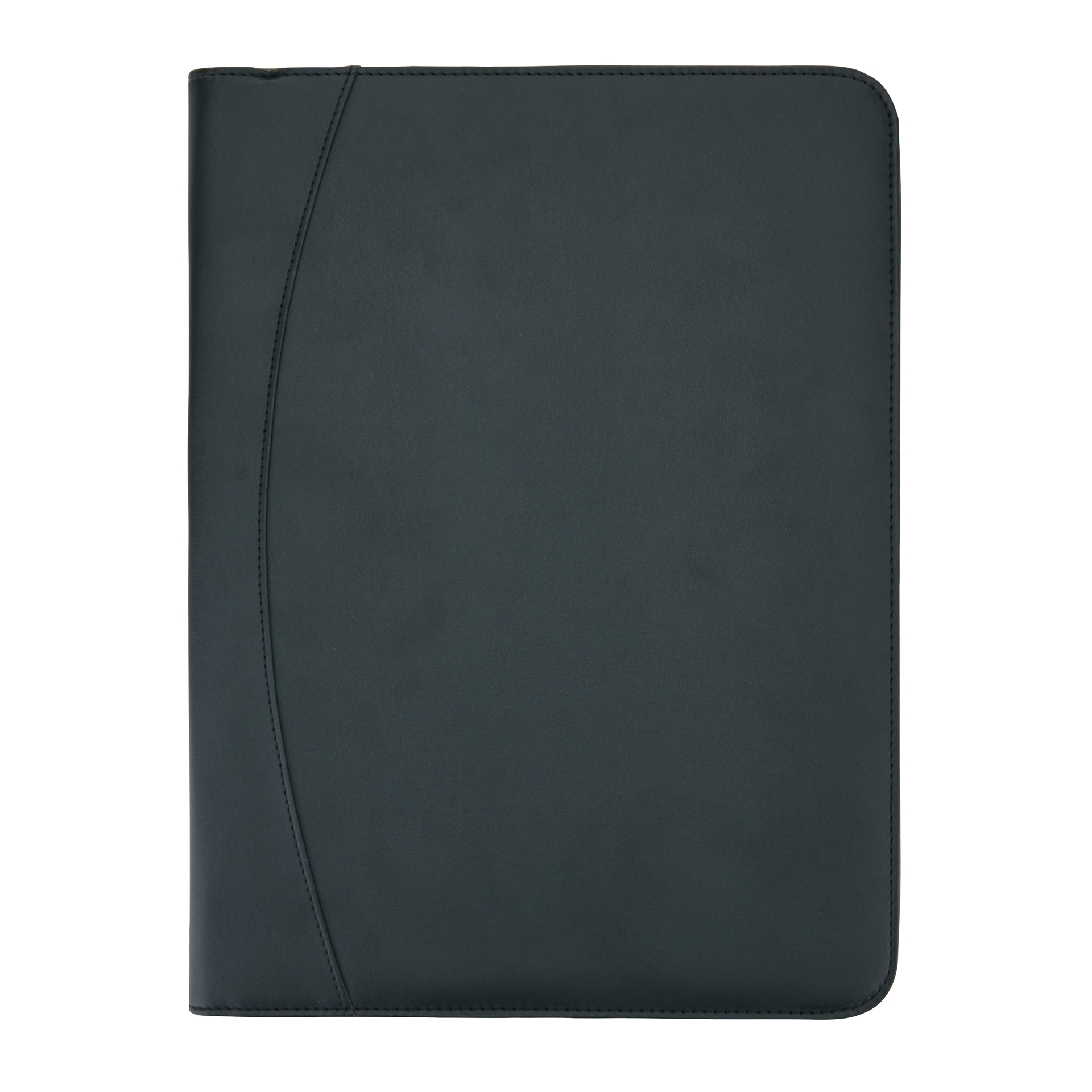 closed flat lay view of the front of the essential tech folder in black