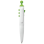 flick and click fidget pen in white with green trim
