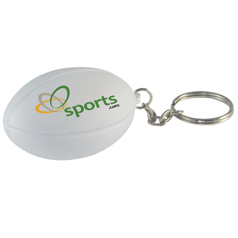 Foam Rugby Ball Keyring White