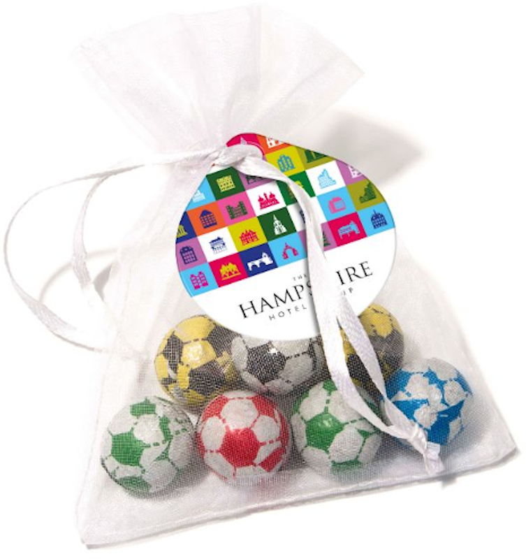 Chocolate Footballs Muti Colour In Organza Bag