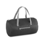 Foldable gym bag in black with grey straps and details