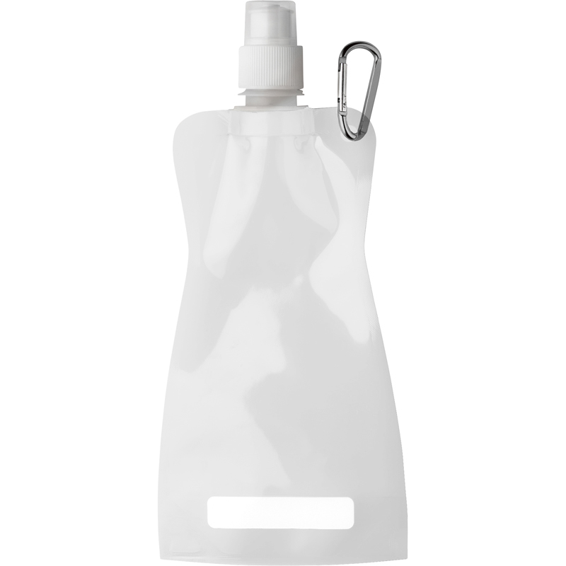 Foldable Water Bottle With Carabiner - White