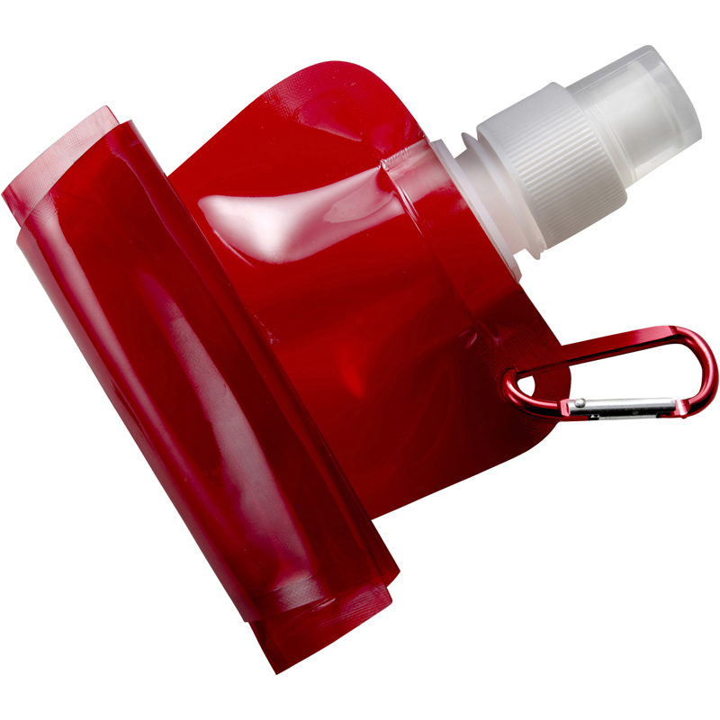 Foldable Water Bottle With Carabiner - Red-Rolled