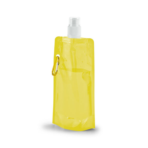 Folding Water Bottle With Side Carabiner Clip - Yellow