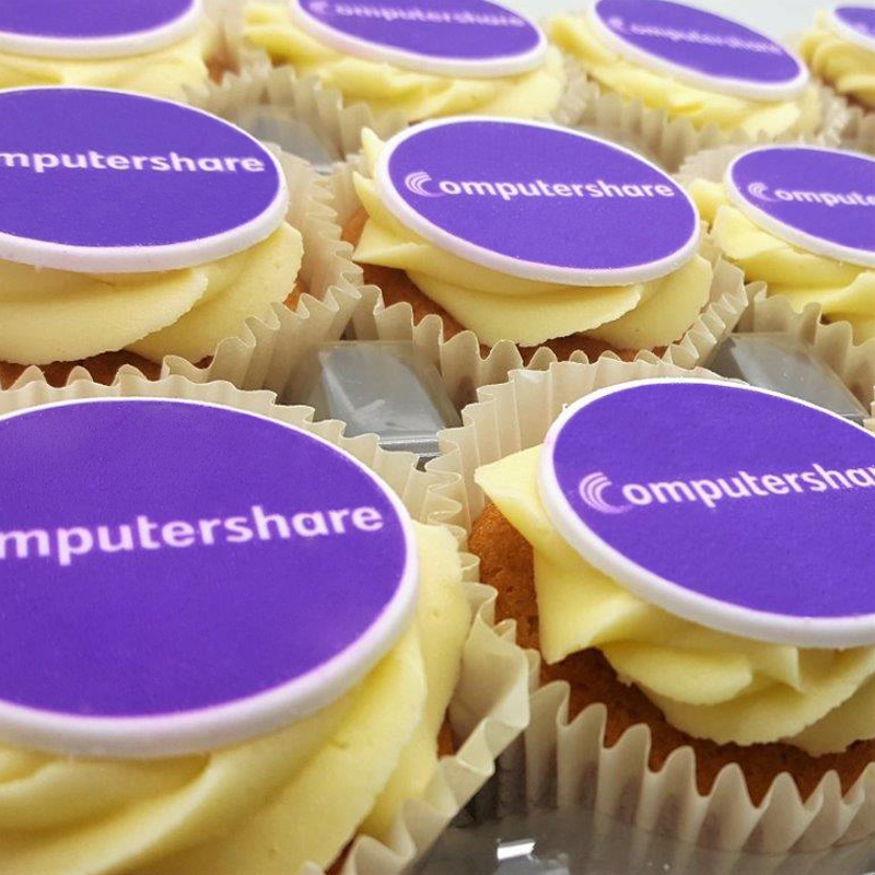 Cupcakes with a company logo