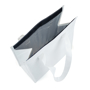 Tote style white cooler bag with velcro opening