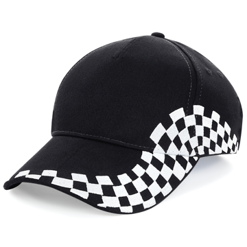 Grand Prix Cap in black with white checkerboard