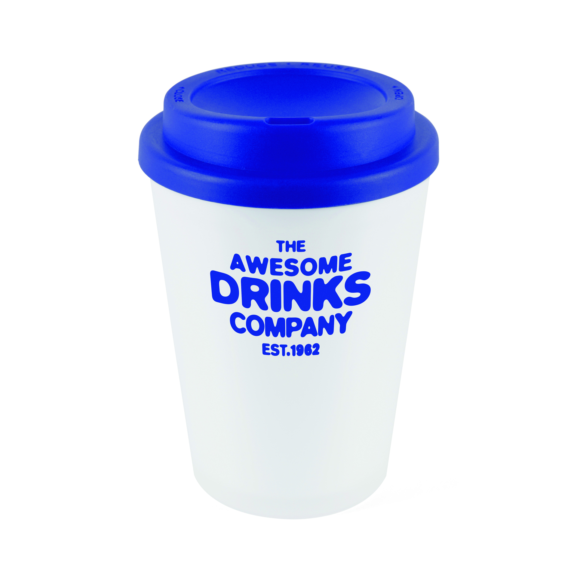 350ml double walled coffee cup with blue lid