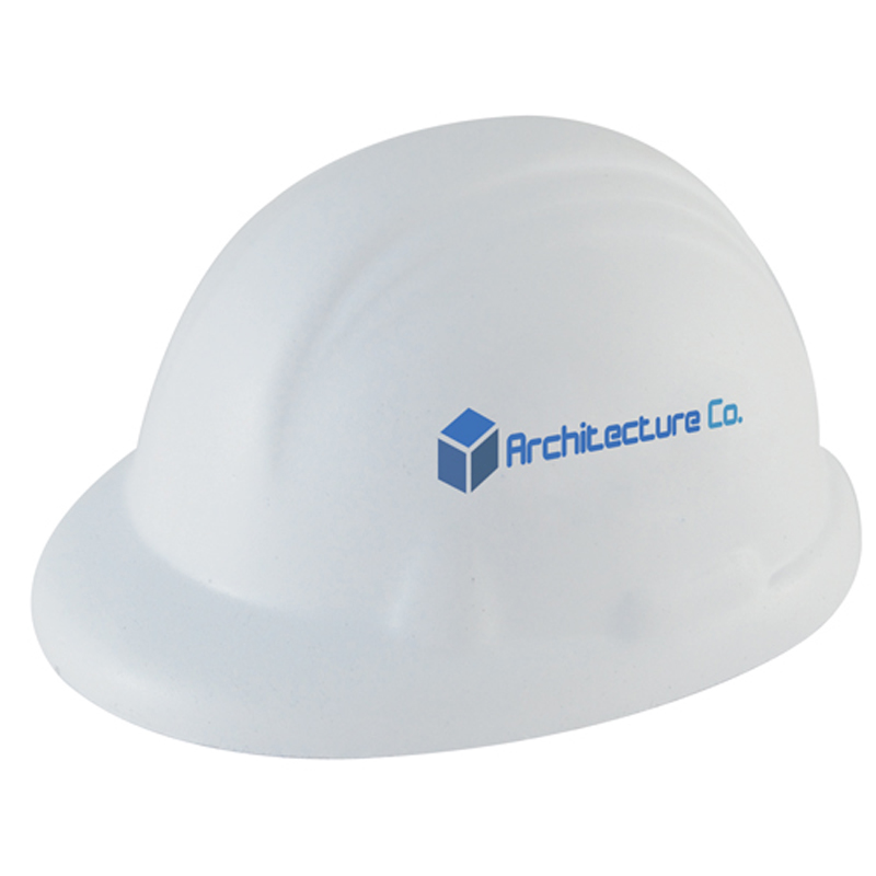 promotional stess item in the shape on a white hard hat