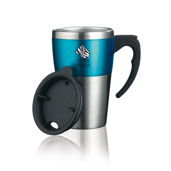 Highland Mug in silver and blue with 2 colour print logo