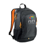 Ibira 15.6" Laptop And Tablet Backpack in black and orange with 5 colour logo