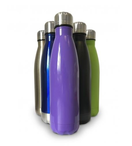 a selection of metal bottles in different colours