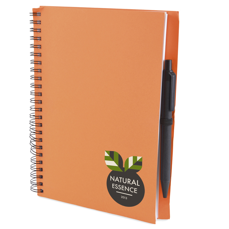 a5 recycled wiro notepad in orange