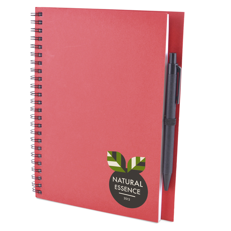 a5 recycled wiro notepad in red