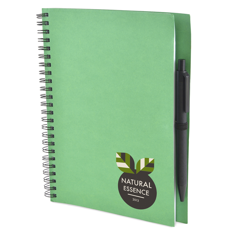 a5 recycled wiro notepad in green