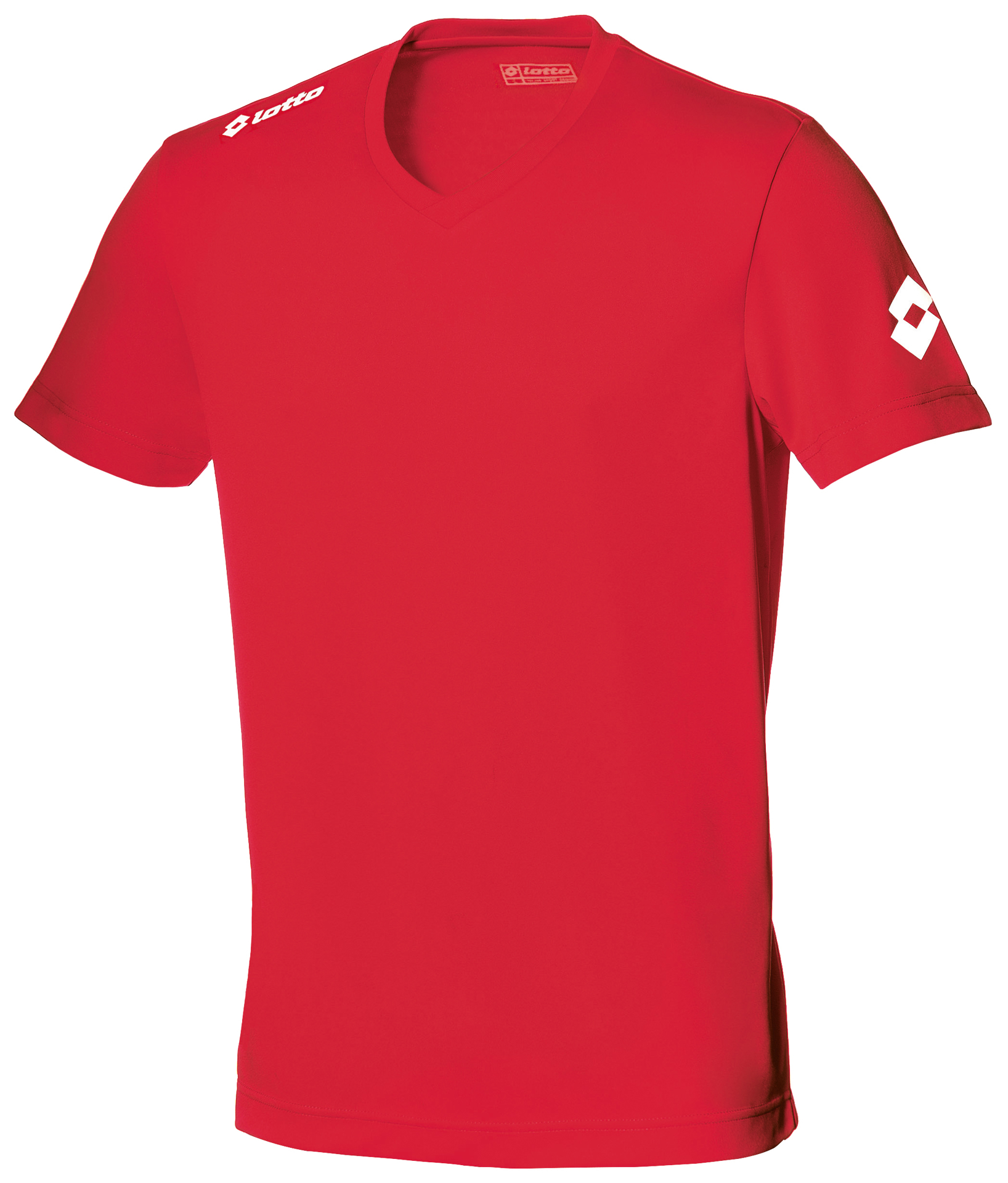 Short sleeve Jersey Team EVO in red with Taped V neck and 1 colour print logo on right shoulder and left arm sleeve