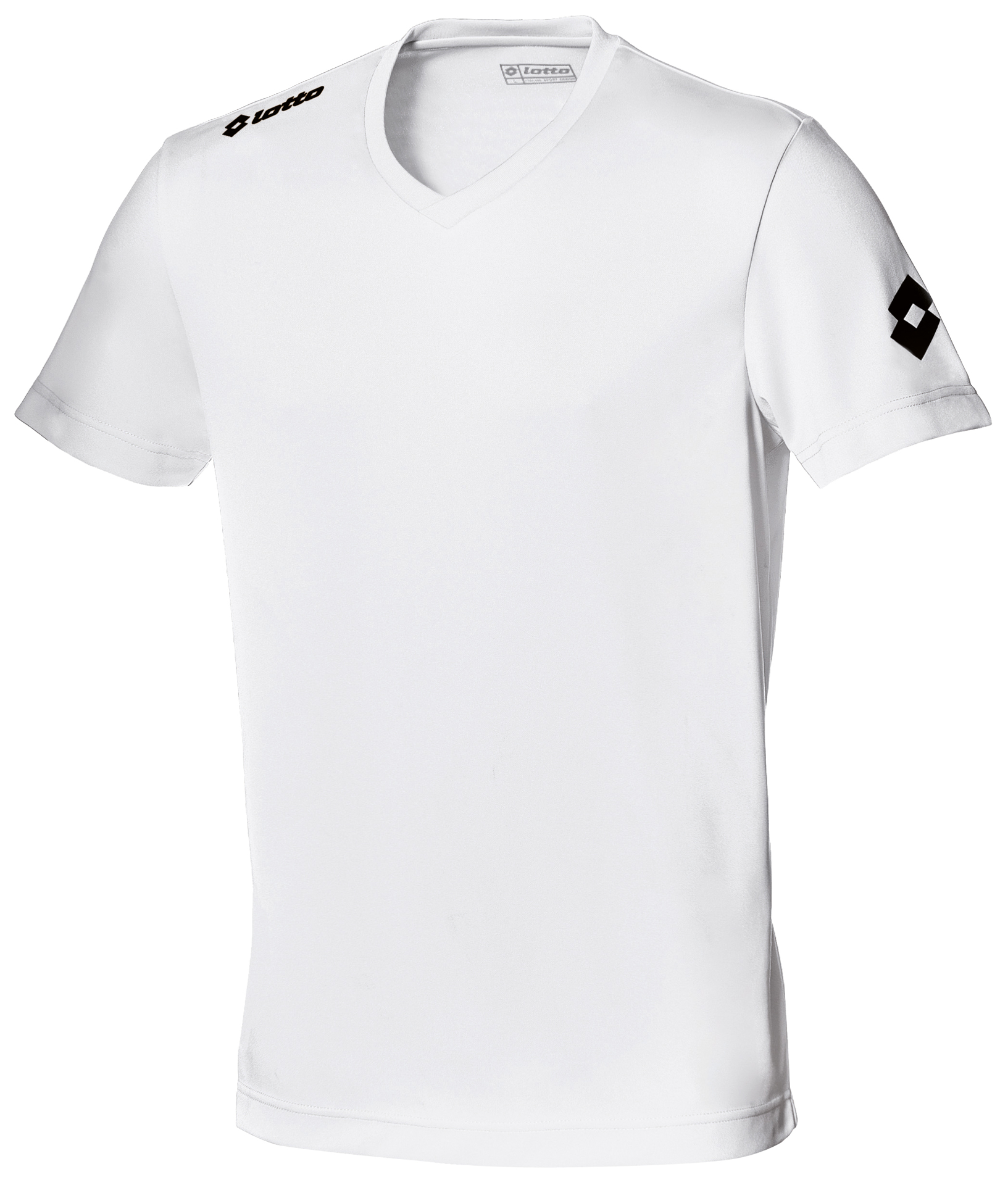 Short sleeve Jersey Team EVO in white with Taped V neck and 1 colour print logo on right shoulder and left arm sleeve