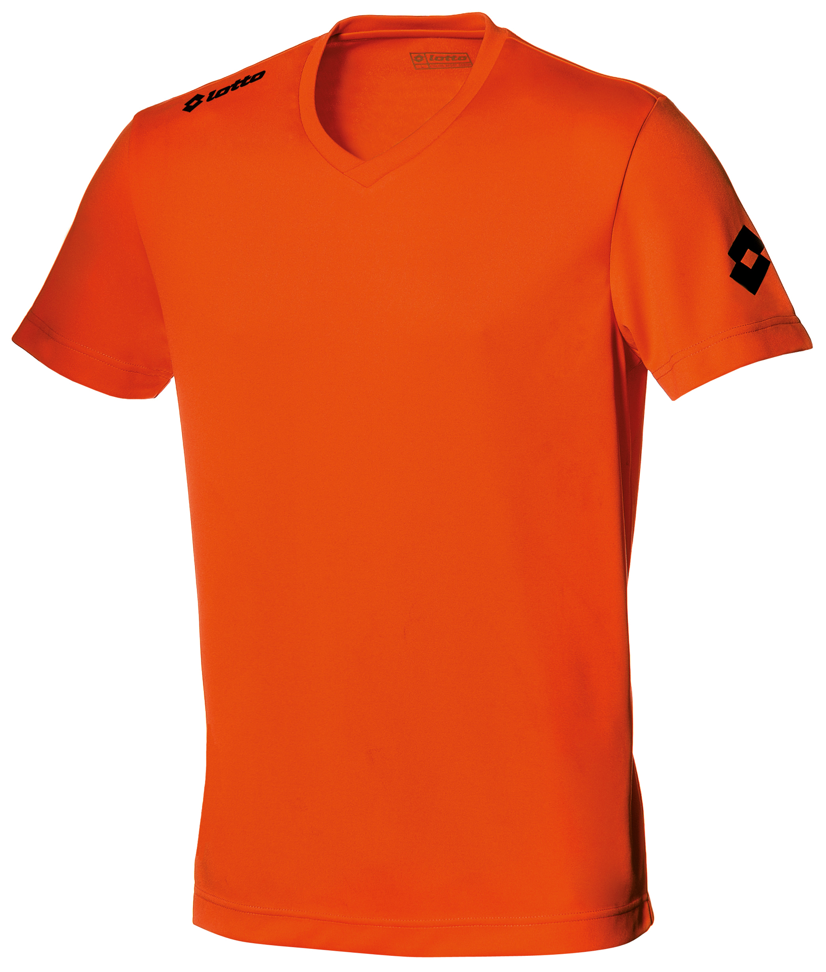Short sleeve Jersey Team EVO in orange with Taped V neck and 1 colour print logo on right shoulder and left arm sleeve