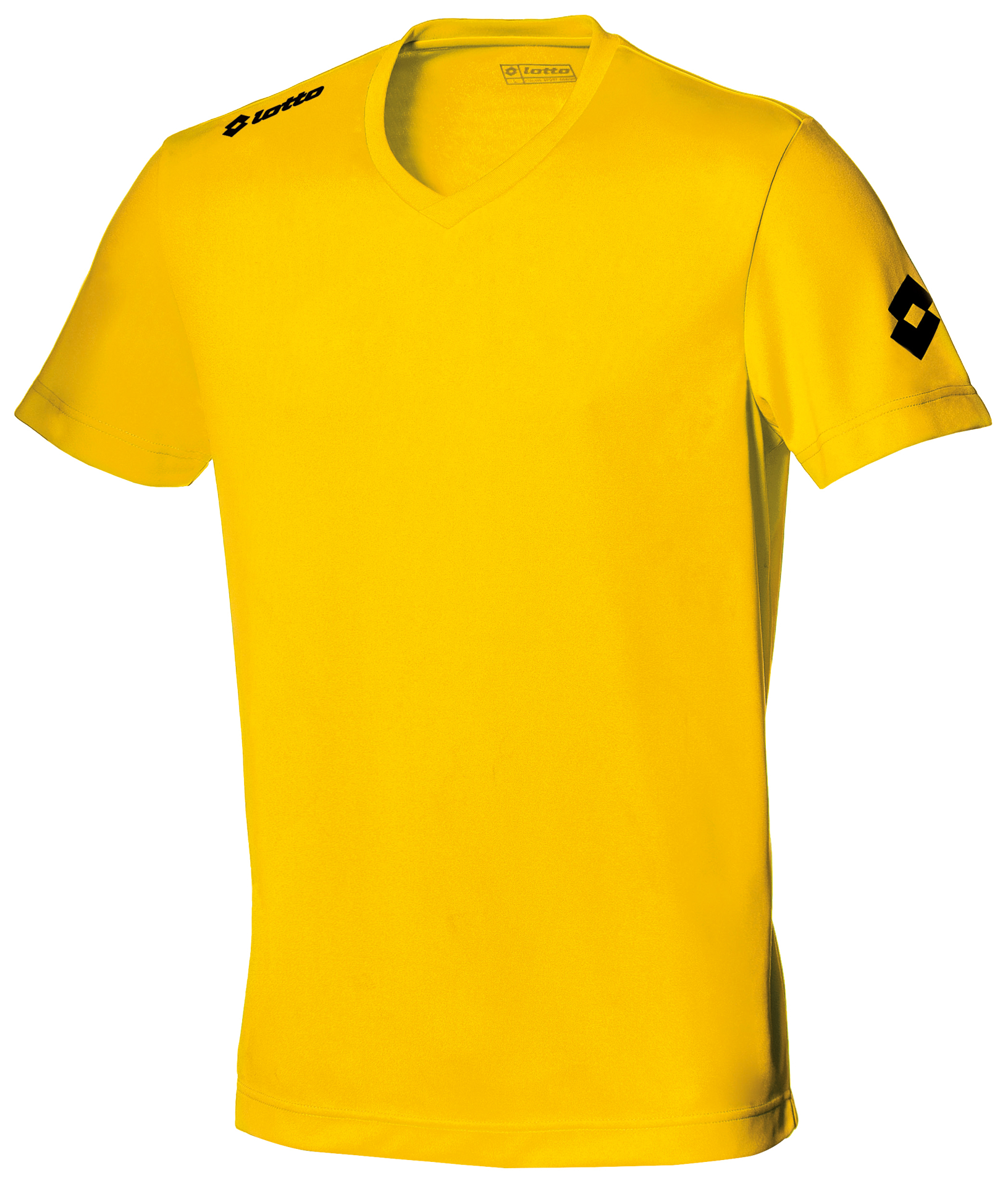 Short sleeve Jersey Team EVO in yellow with Taped V neck and 1 colour print logo on right shoulder and left arm sleeve