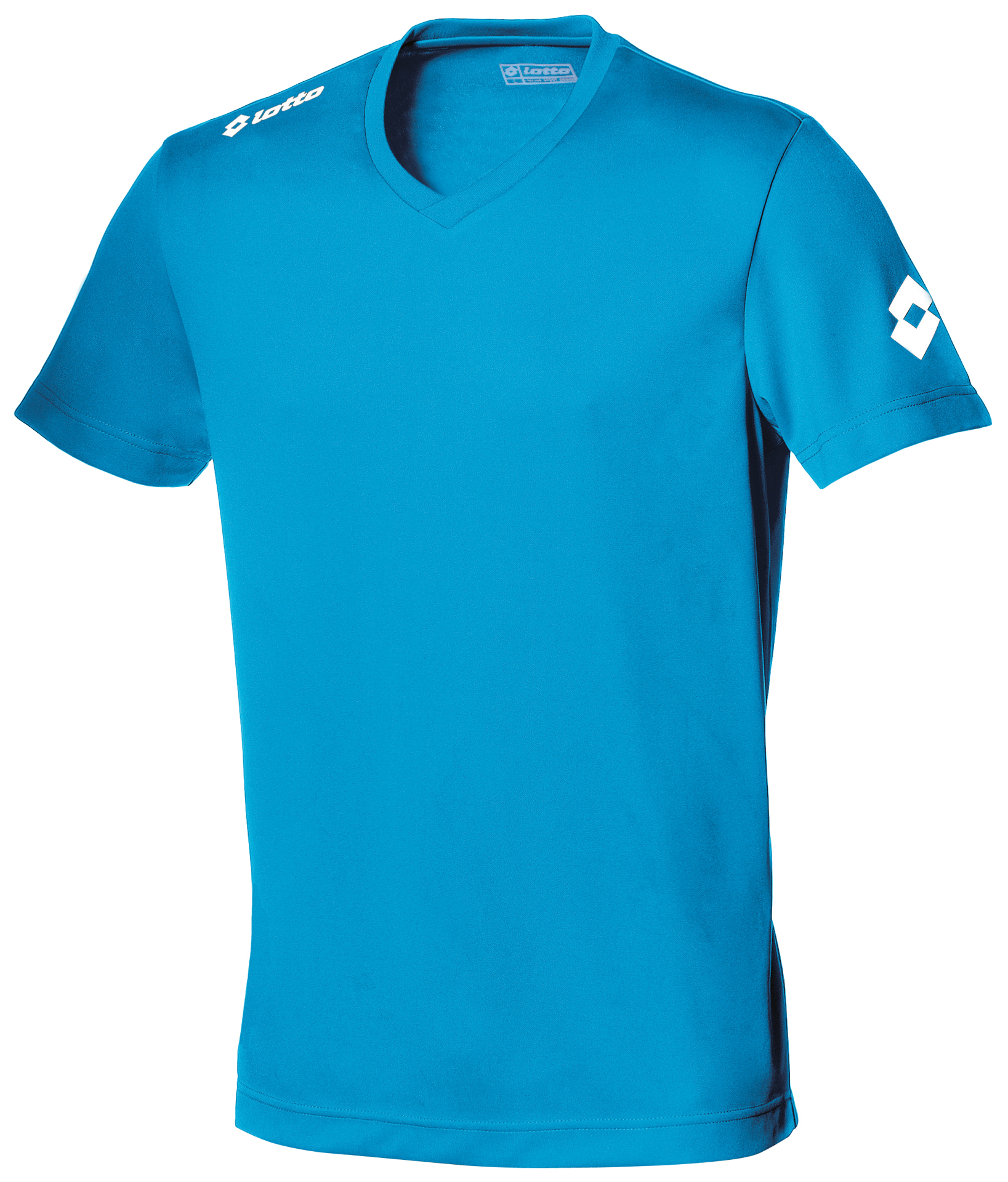 Short sleeve Jersey Team EVO in light blue with Taped V neck and 1 colour print logo on right shoulder and left arm sleeve