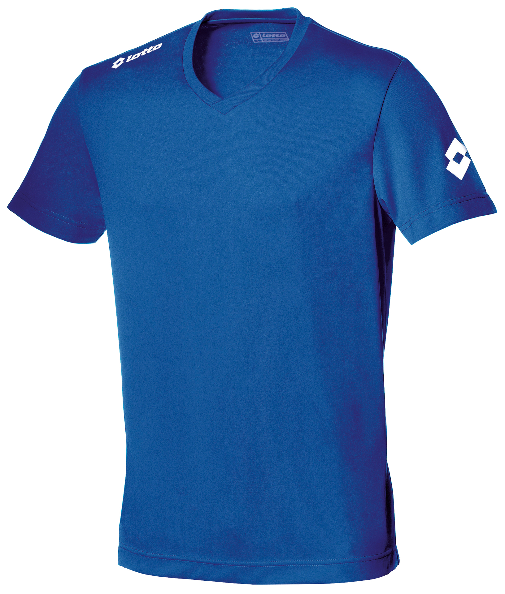 Short sleeve Jersey Team EVO in blue with Taped V neck and 1 colour print logo on right shoulder and left arm sleeve