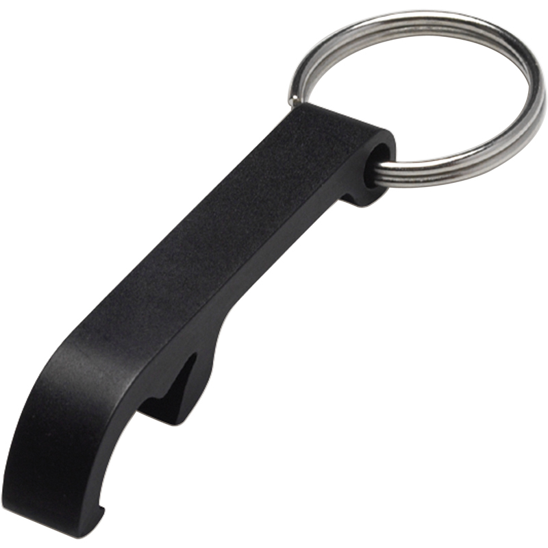 Keyring and bottle opener in black
