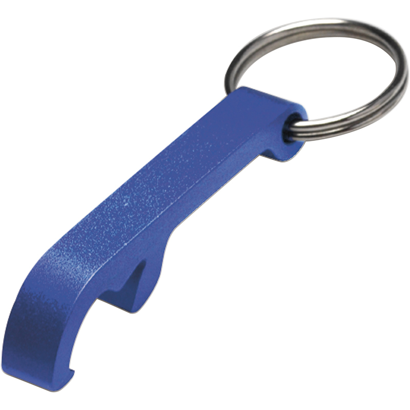 Keyring and bottle opener in blue