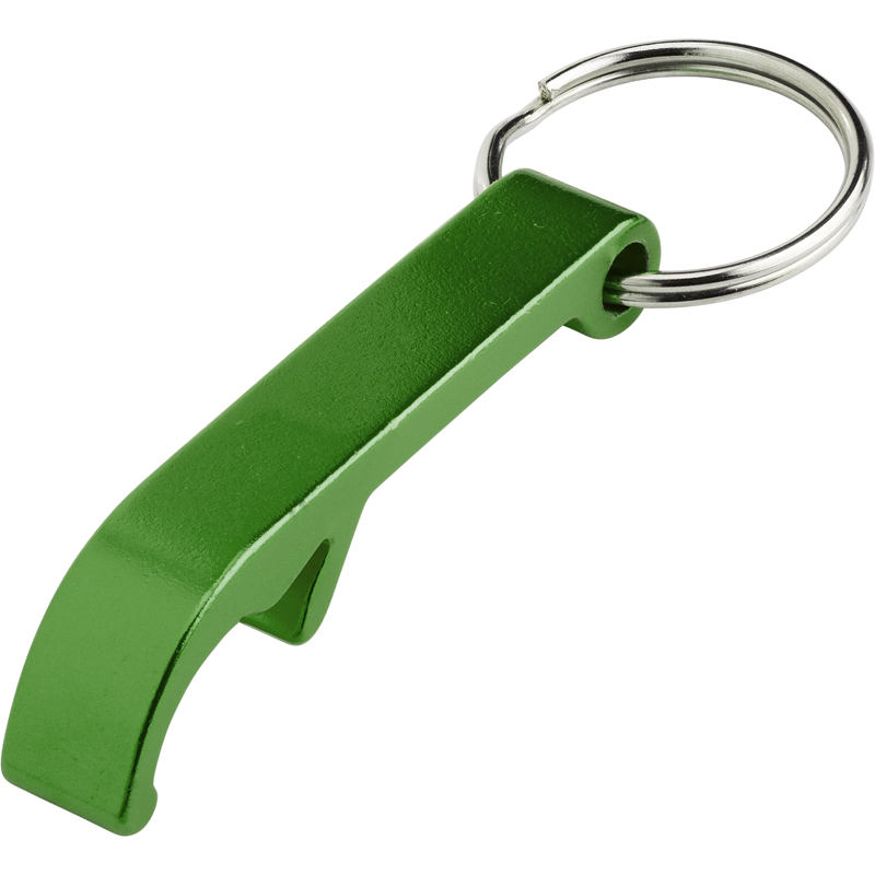 Keyring and bottle opener in green