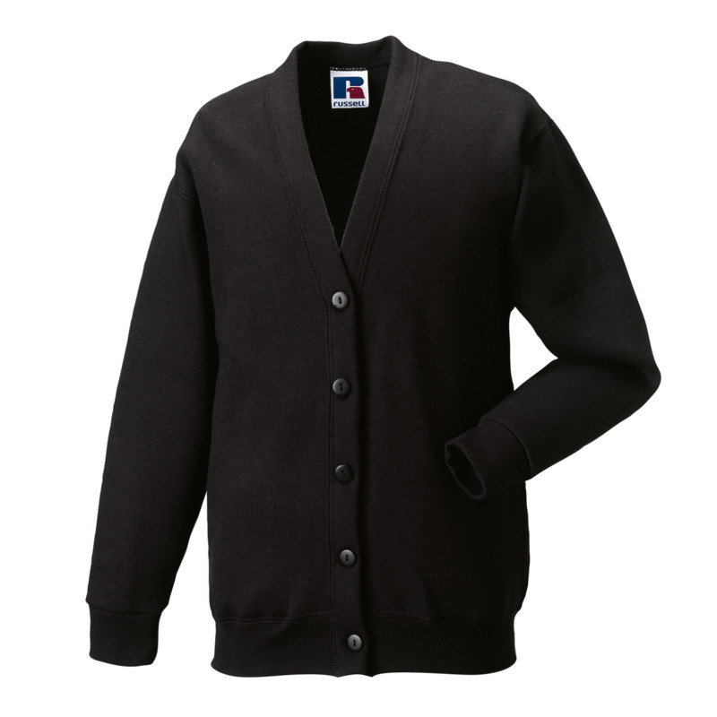 Kids Cardigan in black with set in sleeves and 5 buttons