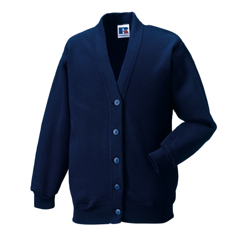 Kids Cardigan in navy with set in sleeves and 5 buttons