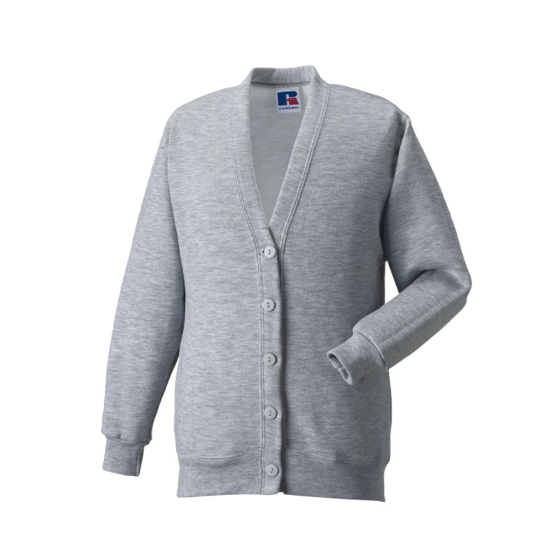 Kids Cardigan in grey with set in sleeves and 5 buttons
