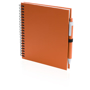 Koguel Notebook in orange with colour match pen in black elastic strap and black wire binding