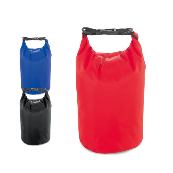 Large beach dry bag in blue, black and red