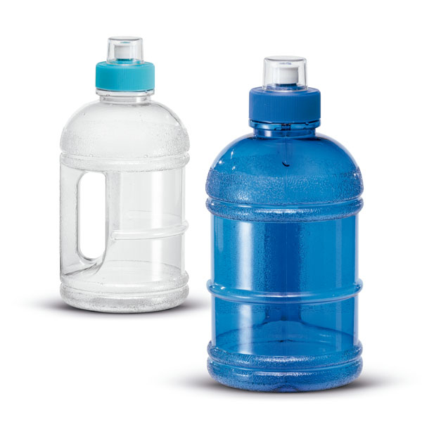 Large sports water bottle blue and clear