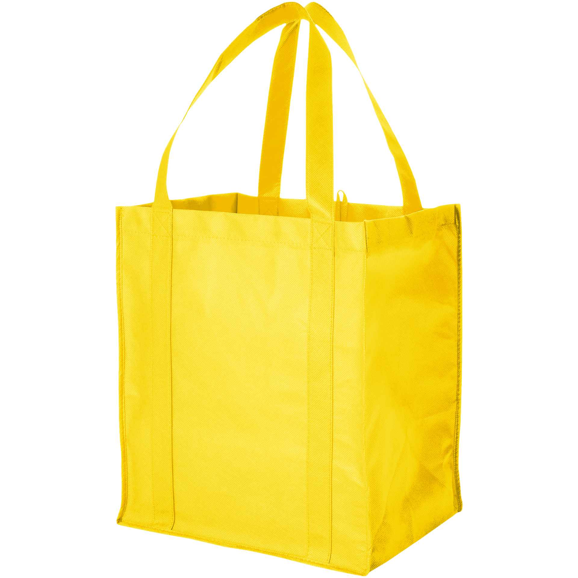 Large capacity reusable grocery bag in yellow with matching handles
