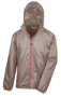 Lightweight Stowable Jacket in brown with full zip in pink