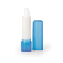 blue lip balm tube with lid removed