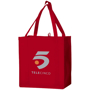 Small branded red shopper bag with short handles