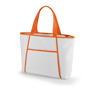 White cooler bag with orange trim and matching shoulder straps