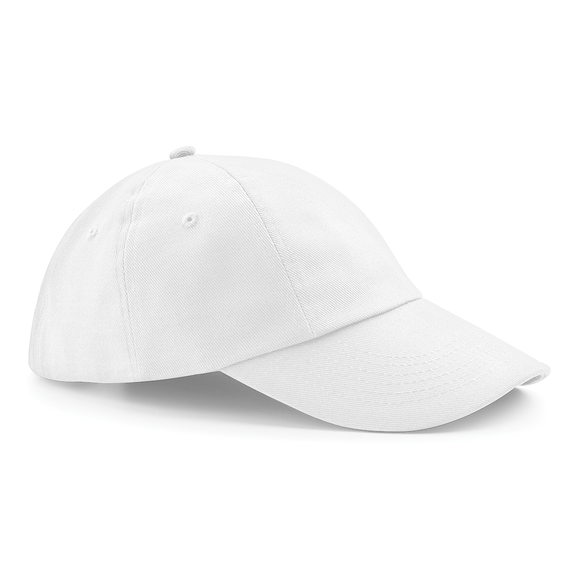 Low Profile Cap in white with seamless, centralised front panel