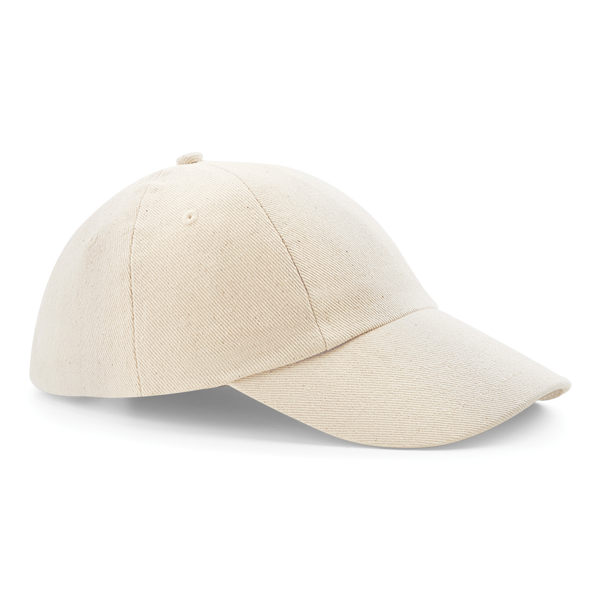 Low Profile Cap in beige with seamless, centralised front panel
