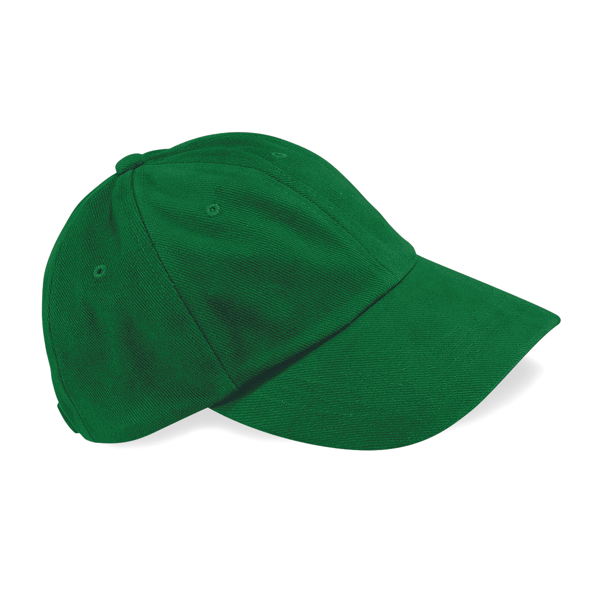 Low Profile Heavy Brushed Cotton Cap in green with green visor, eyelets and button