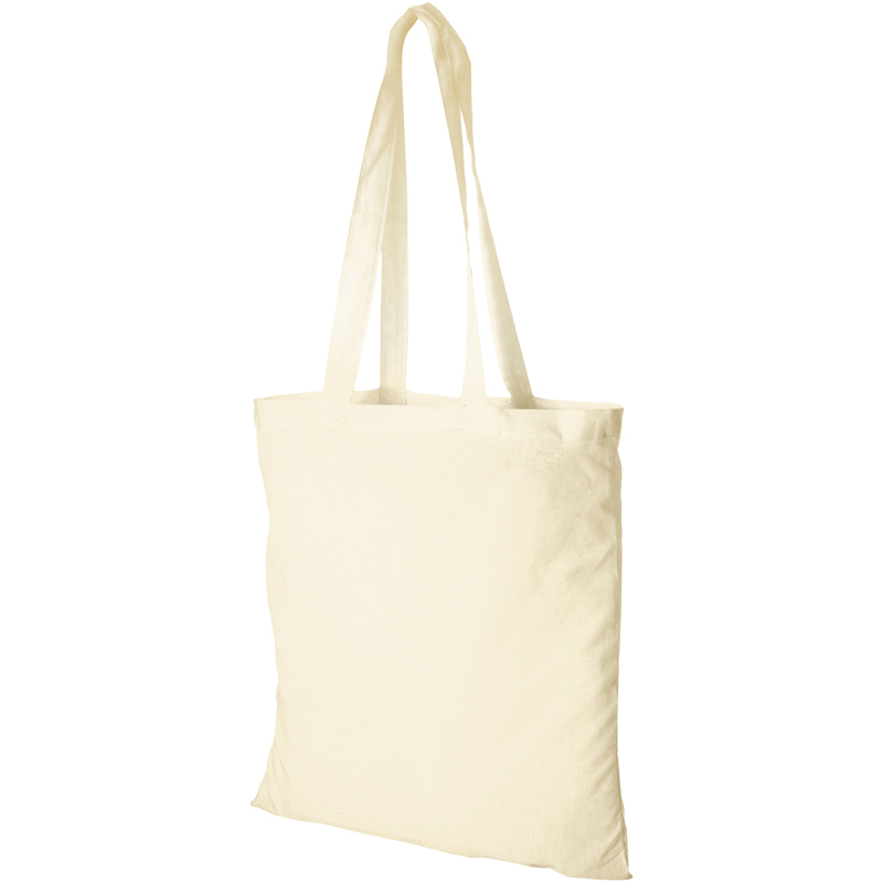 Natural cotton long handled shopping bag