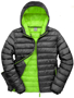 Men's Snow Bird Hooded Jacket in black with green lining