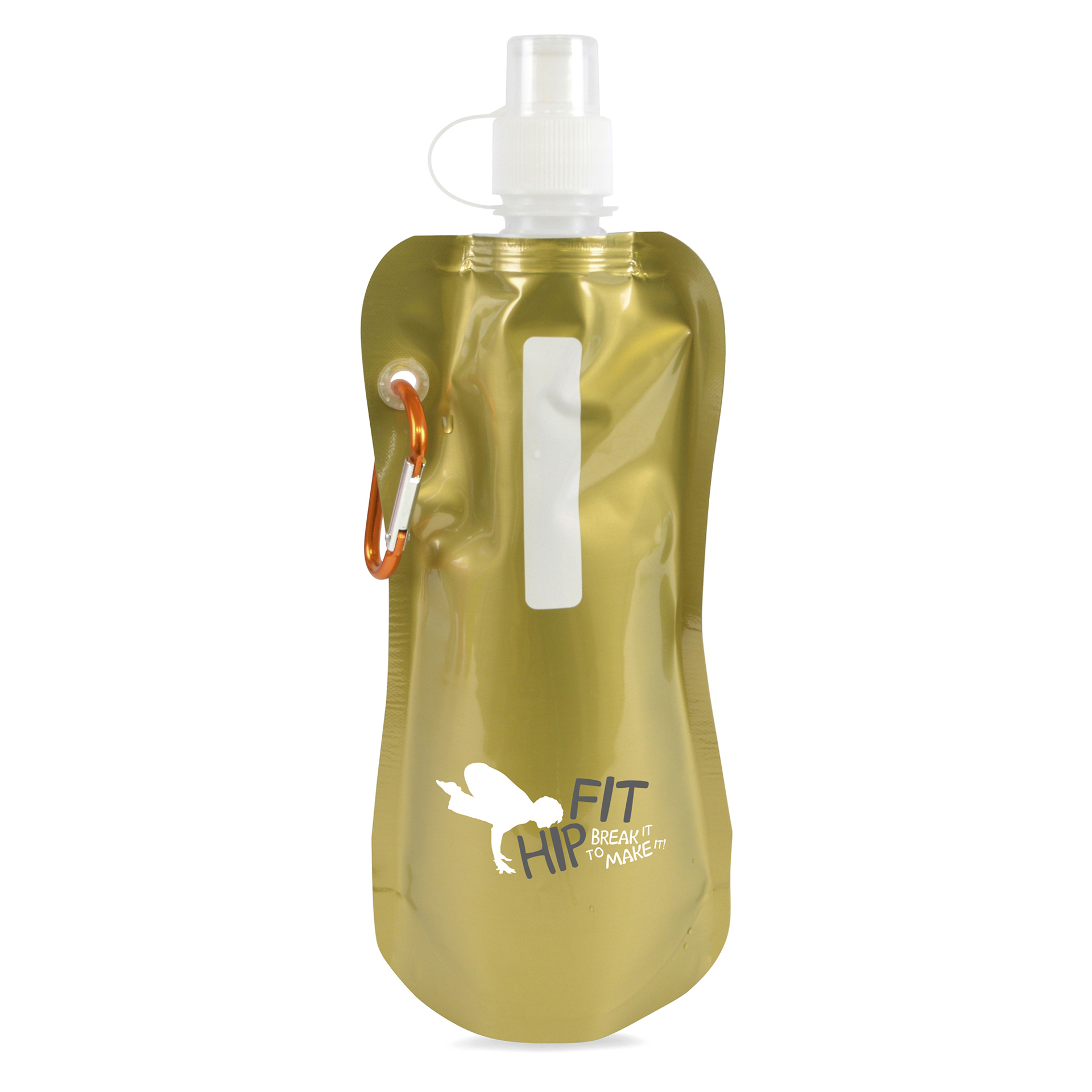 Roll up bottle in gold printed with a company logo