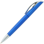 Blue twist action ball pen with silver trim