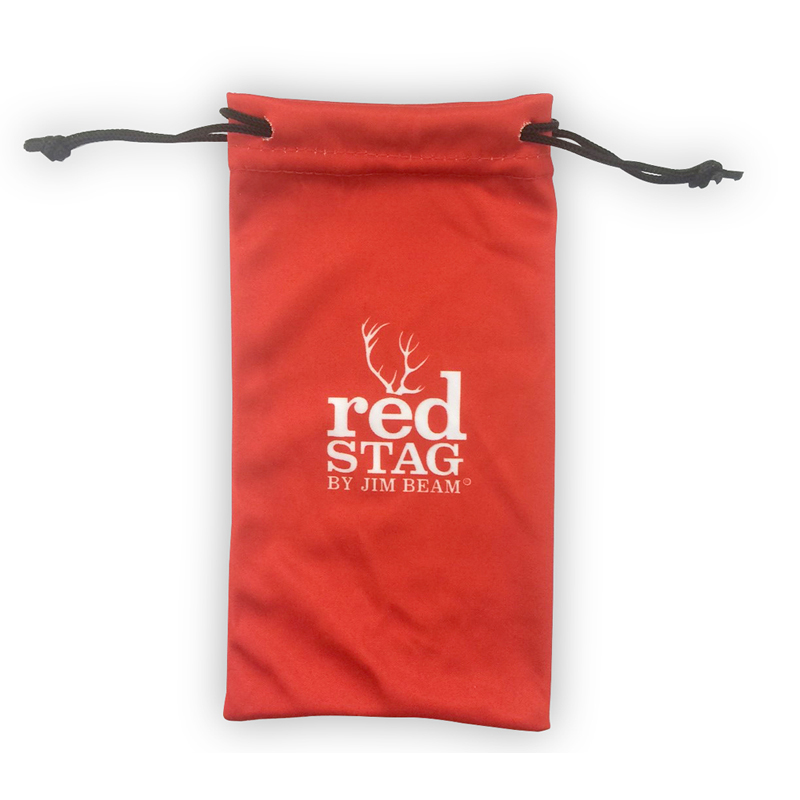Microfibre Pouch in red with black rope and 1 colour logo