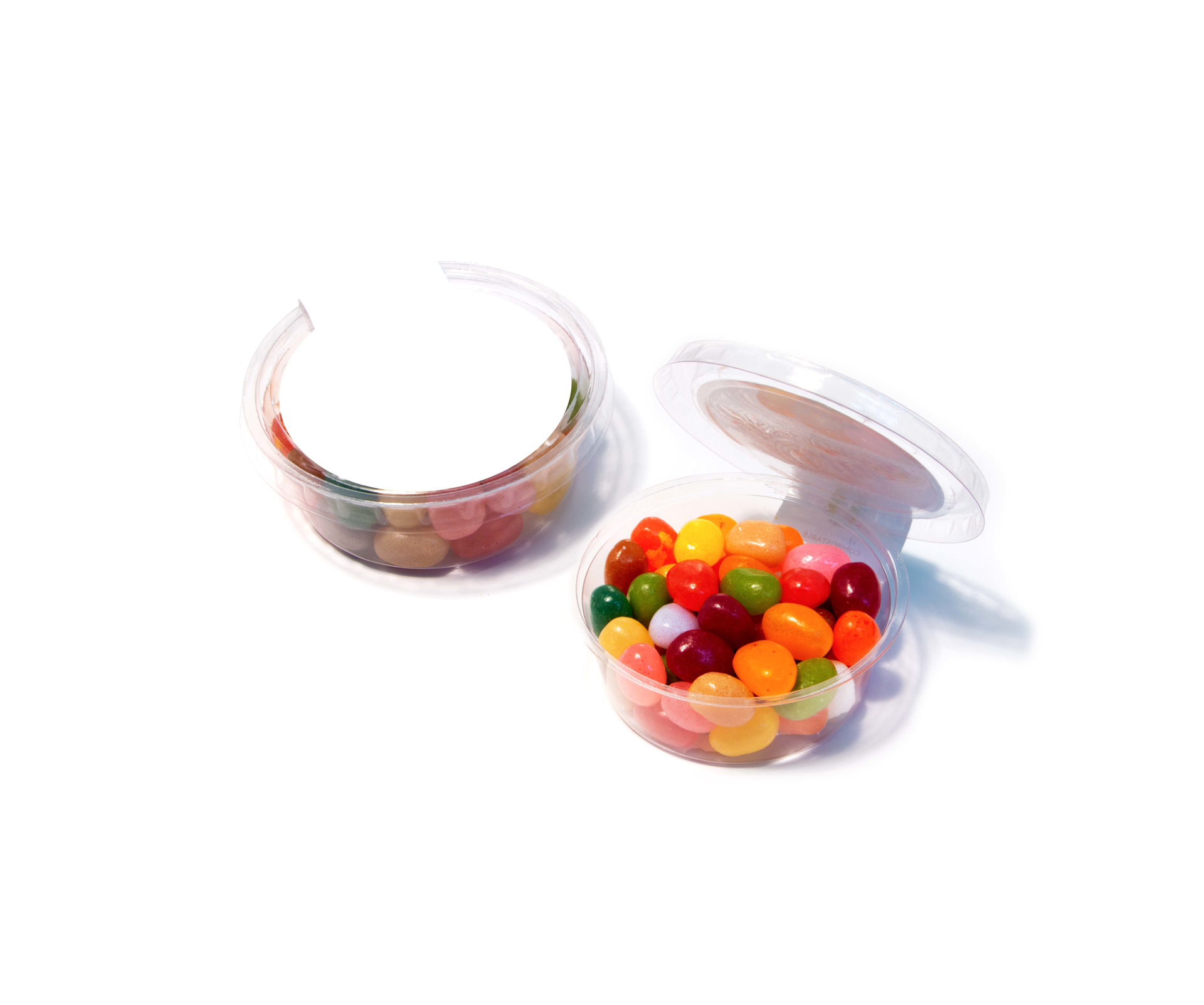 Jelly bean sweet pot with plain label to show available branding area