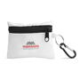 white minidoc first aid kit closed with attached carabiner