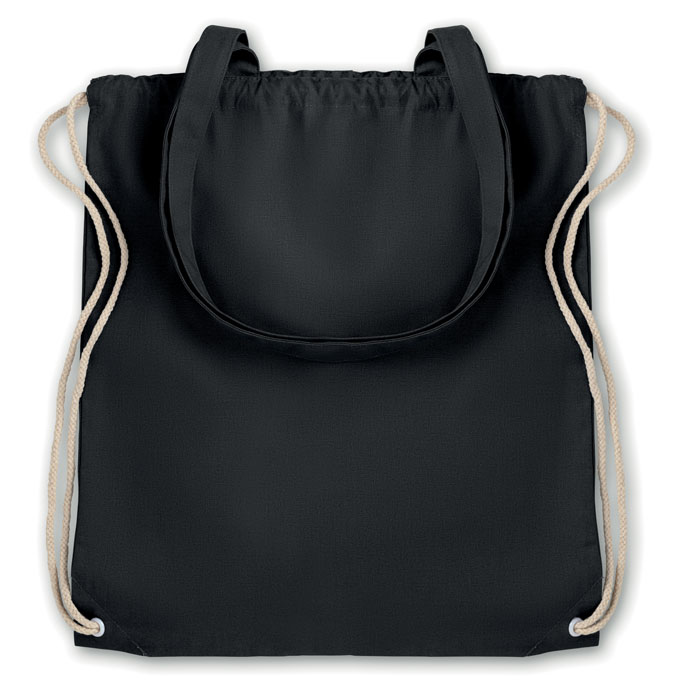 Cotton bag in black with multiple straps